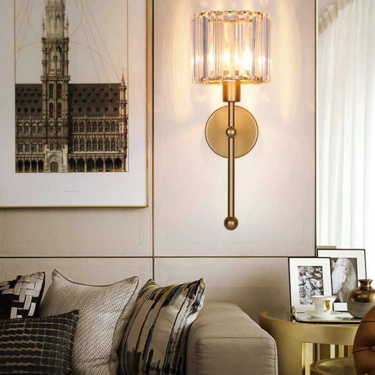 Cilindrische SCONCE-verlichtingsarmaturen Moderne stijl Crystal 1-Licht wandmontage Lamp in zwart en goud