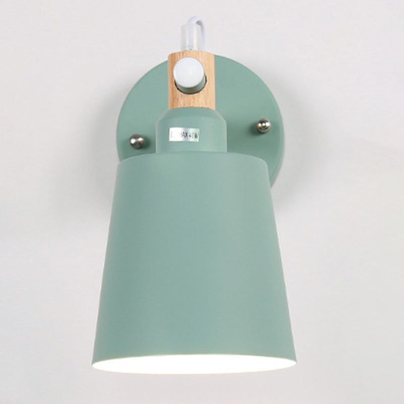 Wrought Iron Macaron Wall Lamp in Modern Artistic Style Wooden Dome Wall Light for Interior Spaces