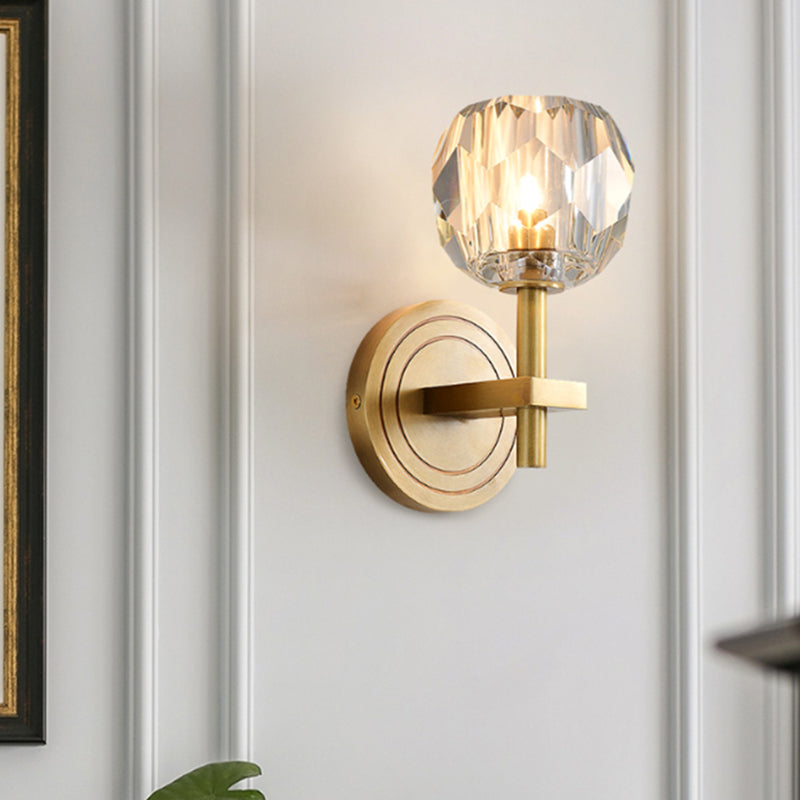 Bola de luz montada en la pared de 1 luz estilo moderno K9 Crystal Spline Lighture Light