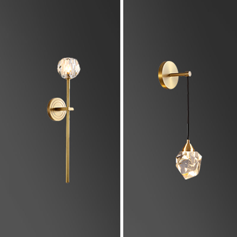 Bola de luz montada en la pared de 1 luz estilo moderno K9 Crystal Spline Lighture Light