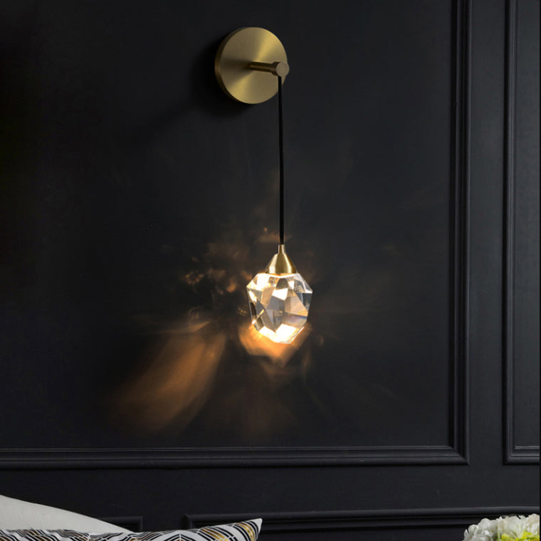 Bola de luz montada en la pared de 1 luz estilo moderno K9 Crystal Spline Lighture Light