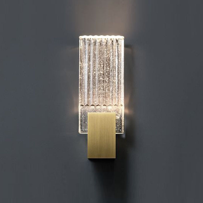 1-Light Rectangular Wall Light Fixture Modern Style Crystal Wall Sconces Lamp in Brass