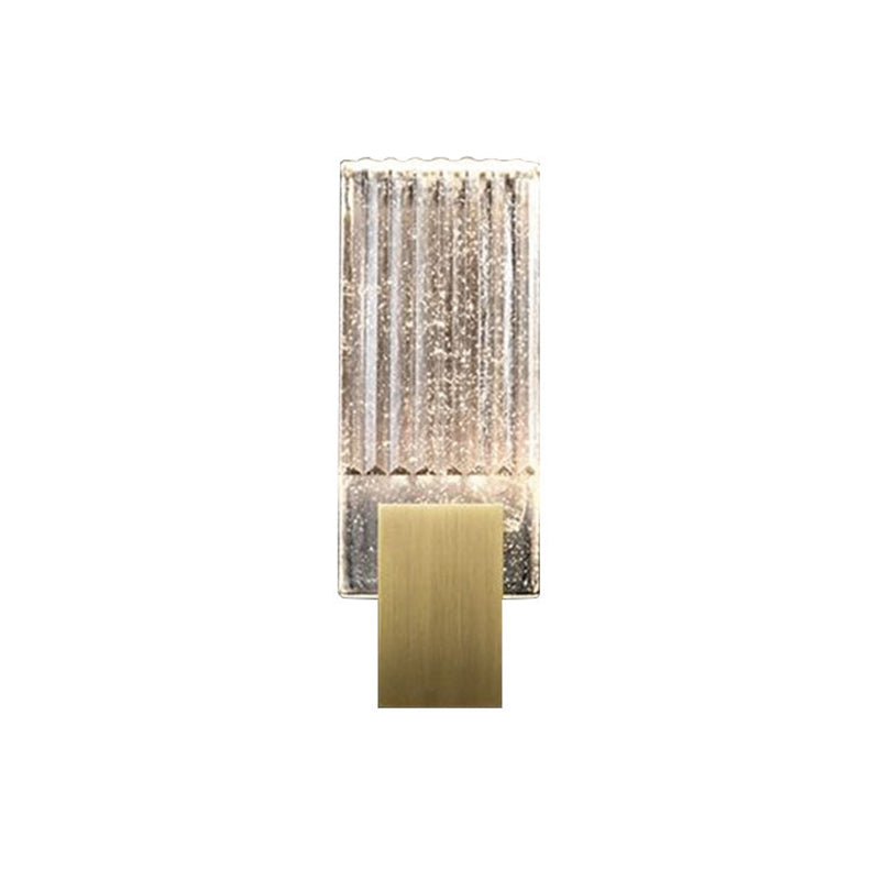 1-Light Rectangular Wall Light Fixture Modern Style Crystal Wall Sconces Lamp in Brass