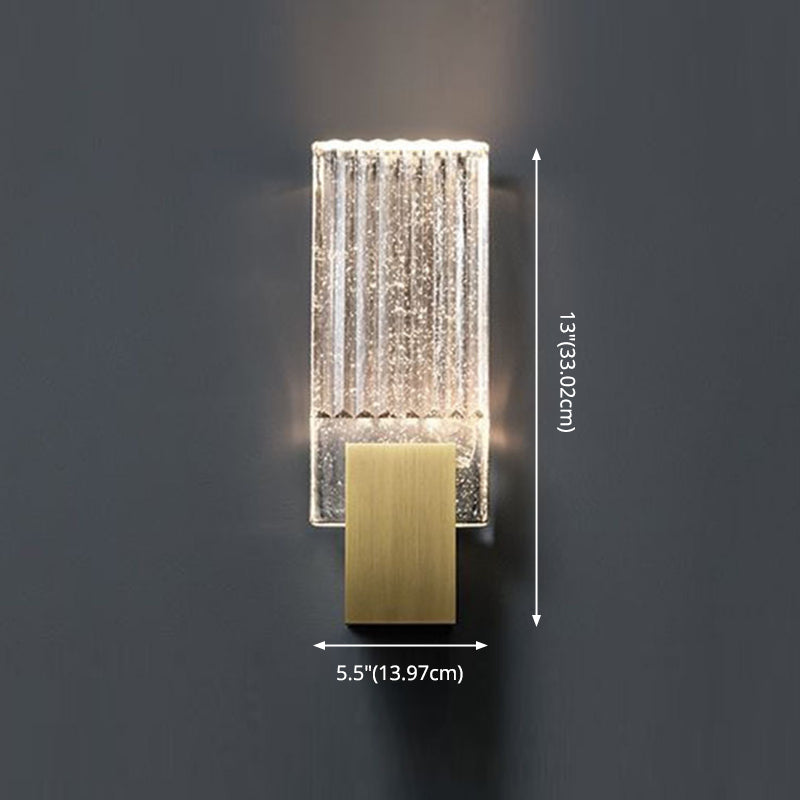 1-Light Rectangular Wall Light Fixture Modern Style Crystal Wall Sconces Lamp in Brass
