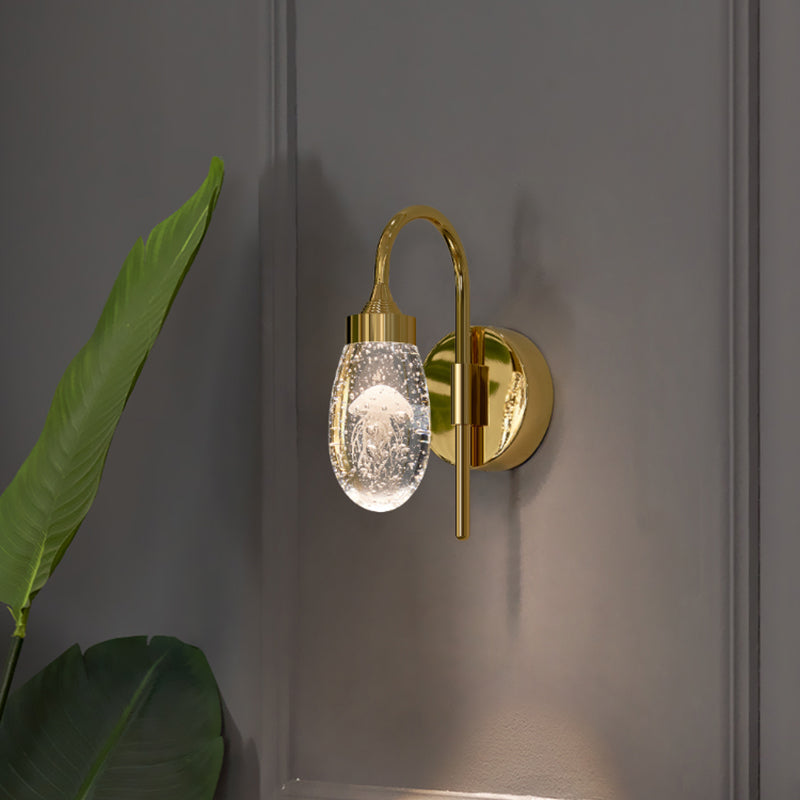 Iluminación de pared de 1 luces de oro de 1 luces de estilo moderno de cristal de cristal Ideas de iluminación de pared