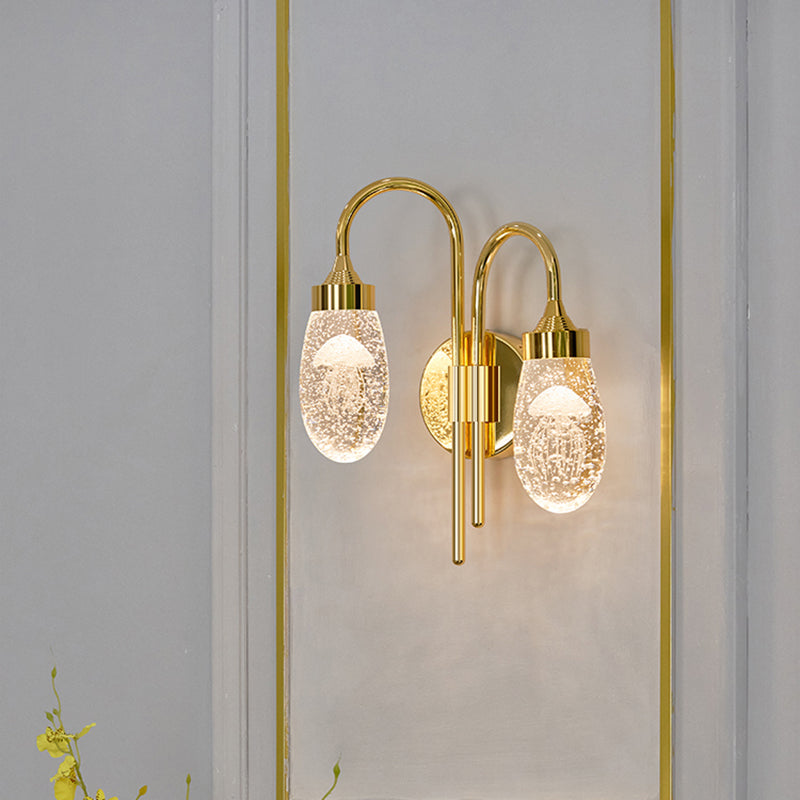 Iluminación de pared de 1 luces de oro de 1 luces de estilo moderno de cristal de cristal Ideas de iluminación de pared