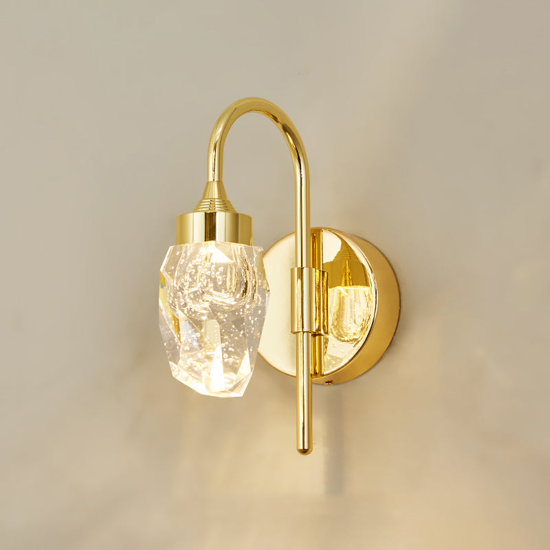 Iluminación de pared de 1 luces de oro de 1 luces de estilo moderno de cristal de cristal Ideas de iluminación de pared