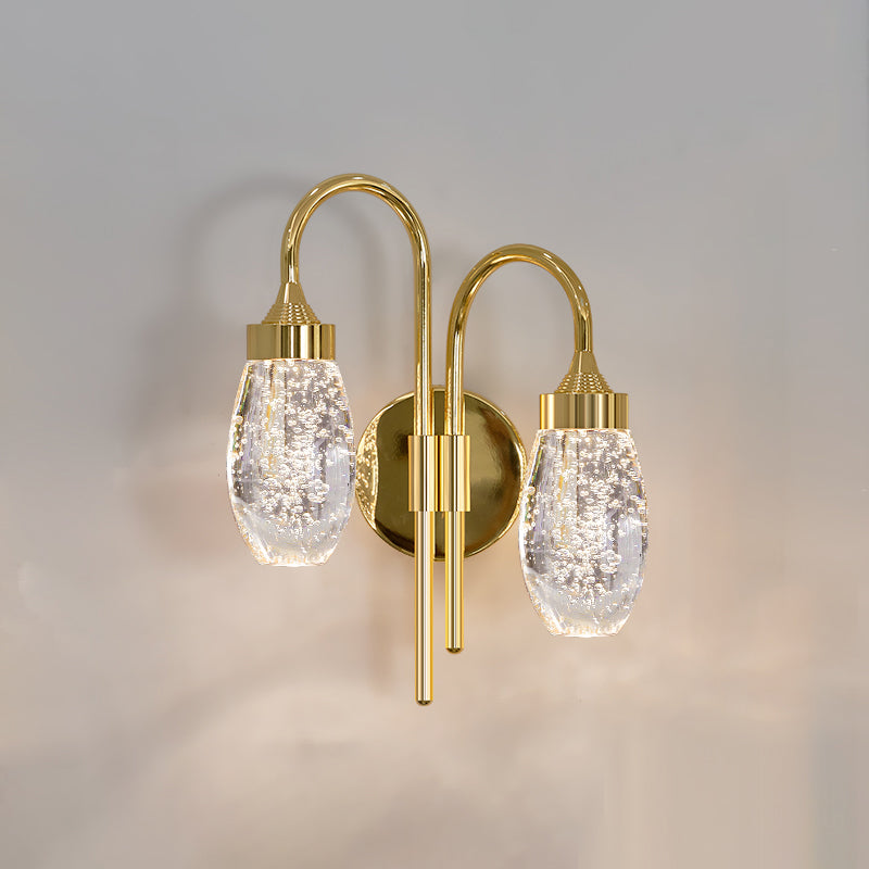 Iluminación de pared de 1 luces de oro de 1 luces de estilo moderno de cristal de cristal Ideas de iluminación de pared