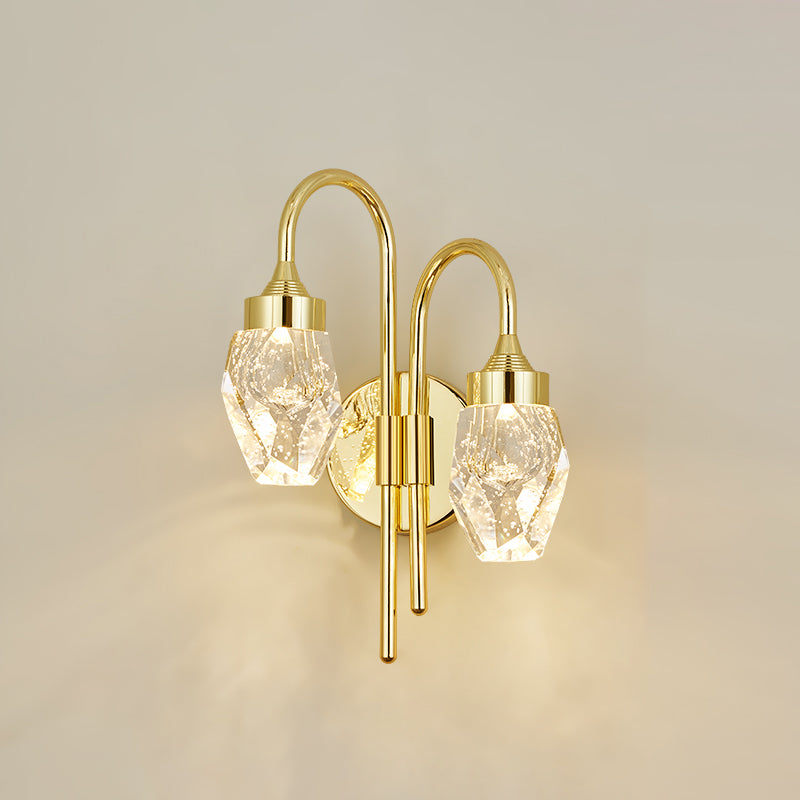 Iluminación de pared de 1 luces de oro de 1 luces de estilo moderno de cristal de cristal Ideas de iluminación de pared