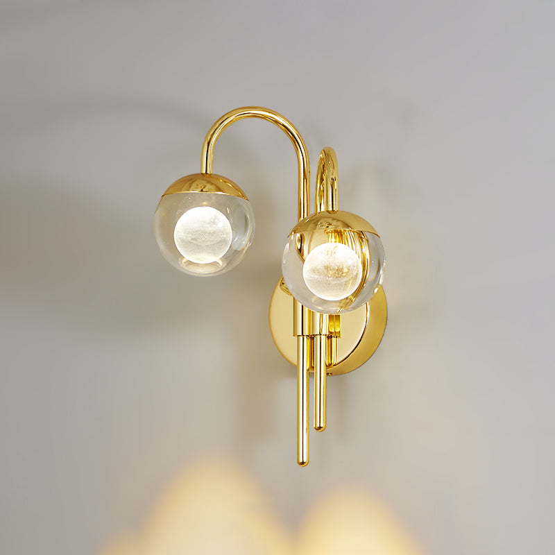 Iluminación de pared de 1 luces de oro de 1 luces de estilo moderno de cristal de cristal Ideas de iluminación de pared