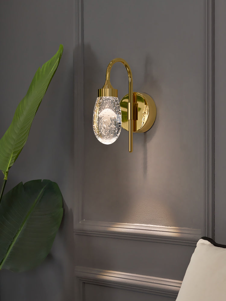 Iluminación de pared de 1 luces de oro de 1 luces de estilo moderno de cristal de cristal Ideas de iluminación de pared