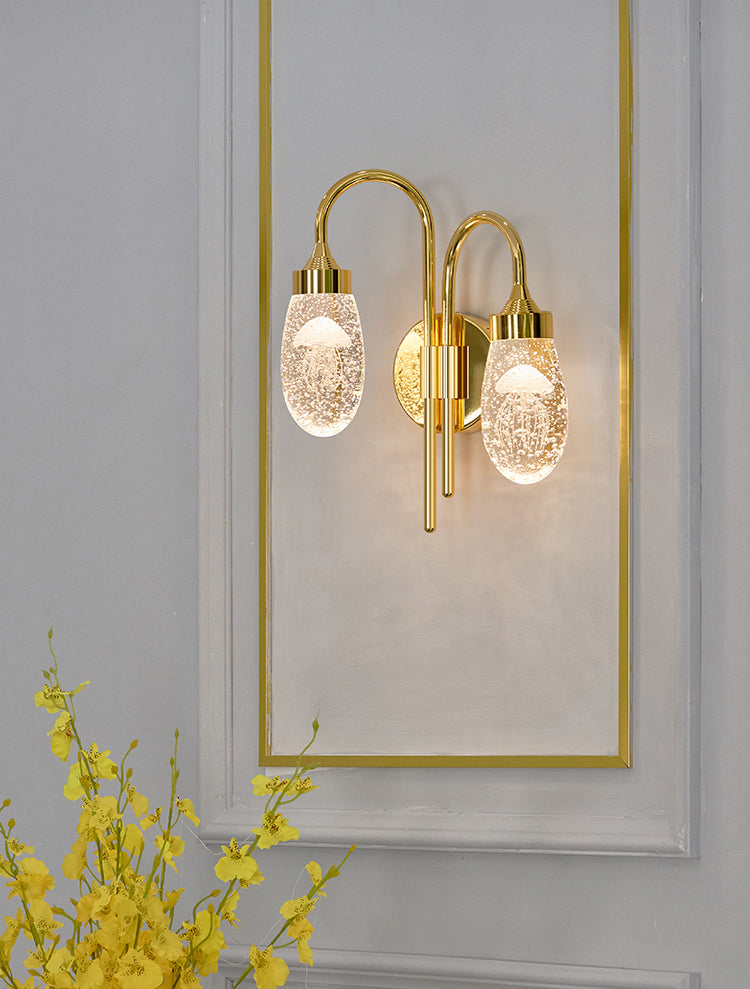 Iluminación de pared de 1 luces de oro de 1 luces de estilo moderno de cristal de cristal Ideas de iluminación de pared