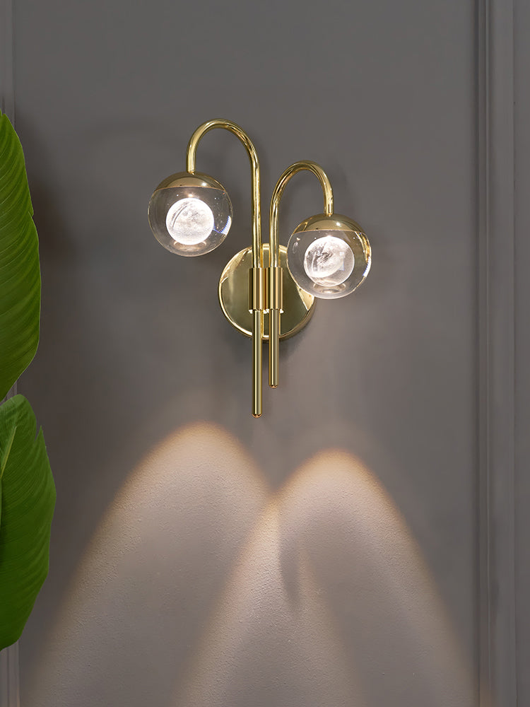 Iluminación de pared de 1 luces de oro de 1 luces de estilo moderno de cristal de cristal Ideas de iluminación de pared