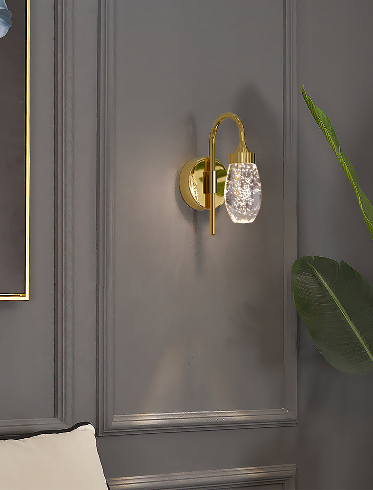 Iluminación de pared de 1 luces de oro de 1 luces de estilo moderno de cristal de cristal Ideas de iluminación de pared