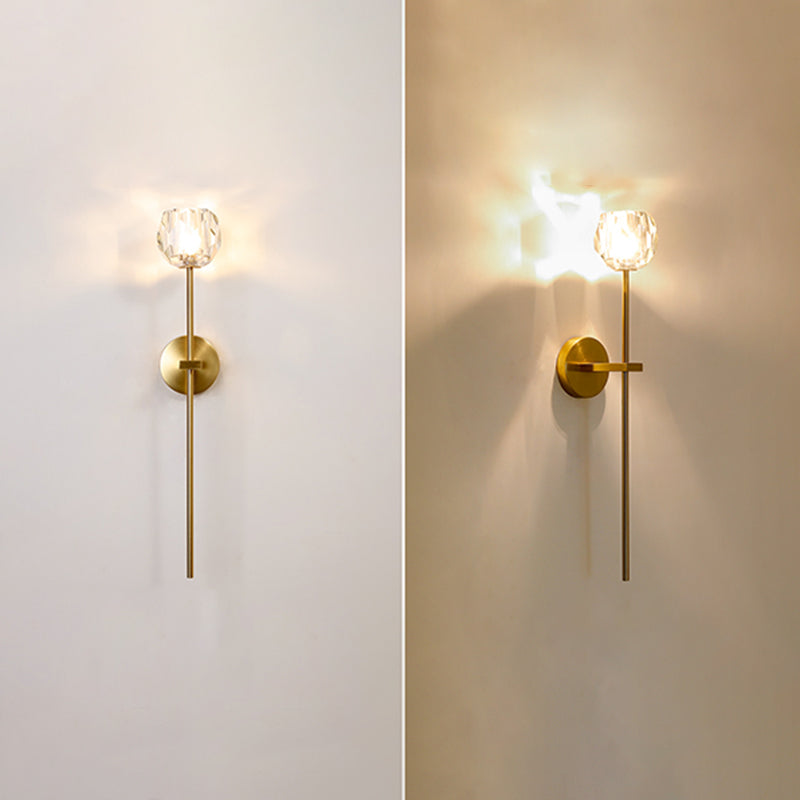 1-Light Crystal Wall Mounted Lighting Modern Style Gold Ball Wall Sconce Lights