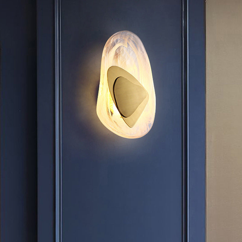 1-Light Wall Sconce Lighting Modern Style Ellipse Clear Crystal Wall Lamp in Black and Gold