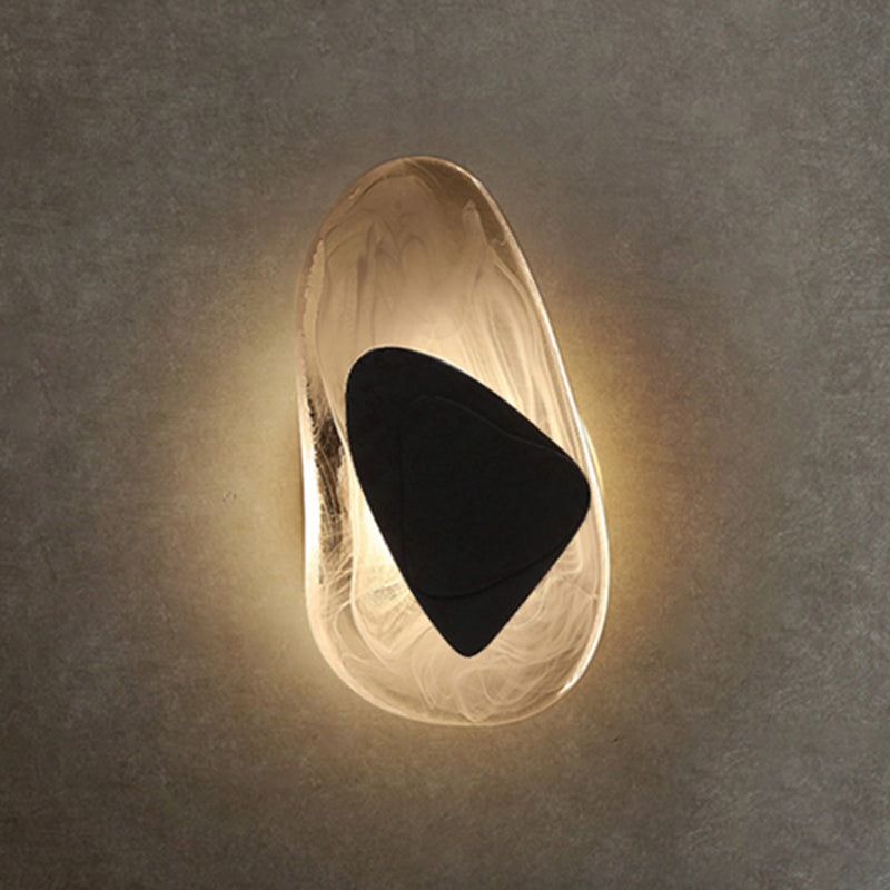 1-Light Wall Sconce Lighting Modern Style Ellipse Clear Crystal Wall Lamp in Black and Gold
