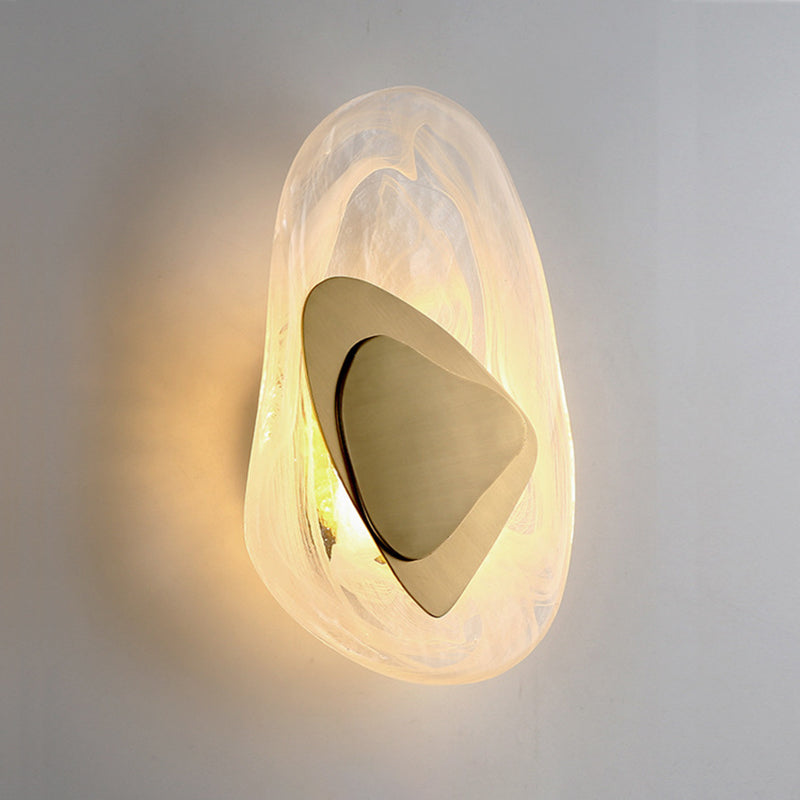 1-Light Wall Sconce Lighting Modern Style Ellipse Clear Crystal Wall Lamp in Black and Gold