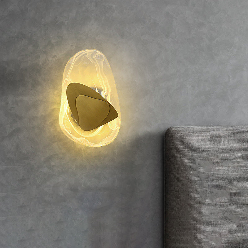 1-Light Wall Sconce Lighting Modern Style Ellipse Clear Crystal Wall Lamp in Black and Gold