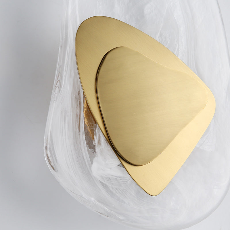 1-Light Wall Sconce Lighting Modern Style Ellipse Clear Crystal Wall Lamp in Black and Gold