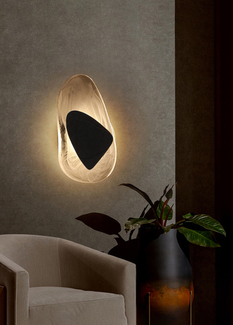 1-Light Wall Sconce Lighting Modern Style Ellipse Clear Crystal Wall Lamp in Black and Gold