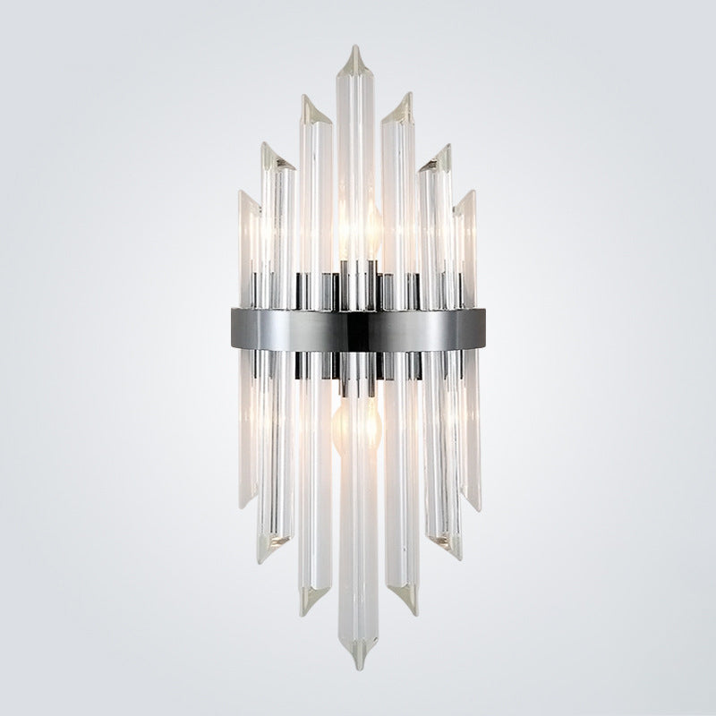 Lámpara de pared de la varita de 2 luces Estilo moderno luces de apliques de cristal negro y dorado