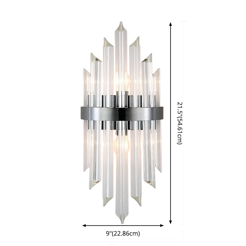 Lámpara de pared de la varita de 2 luces Estilo moderno luces de apliques de cristal negro y dorado