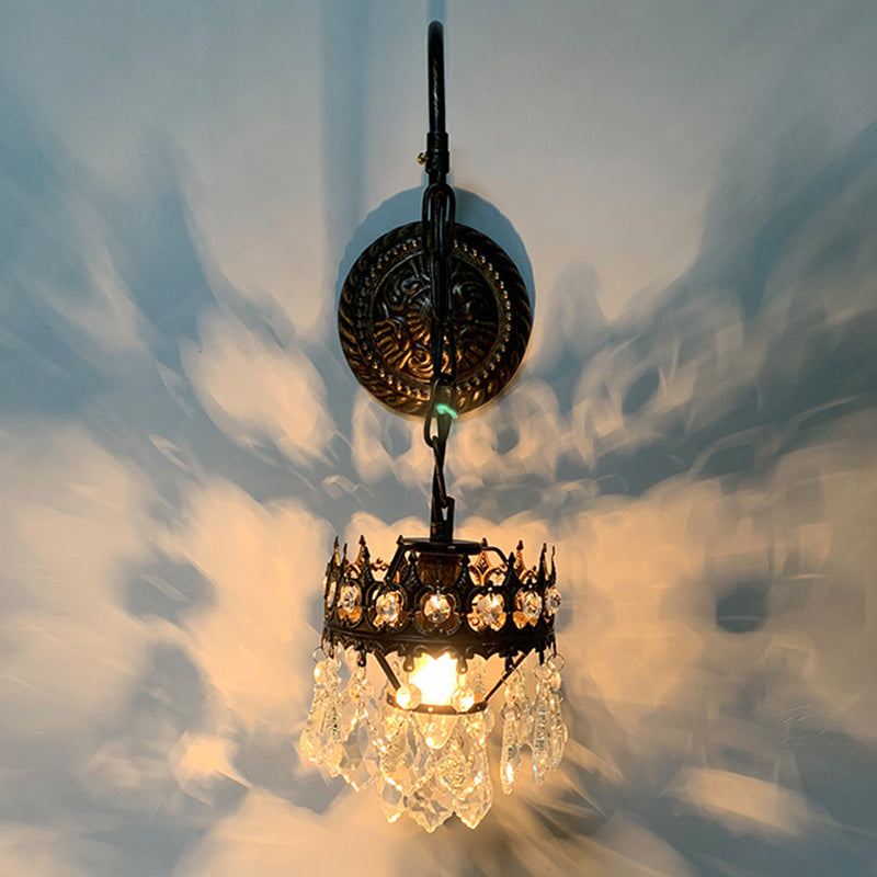 Iluminación montada en la pared de 1 luces de estilo moderno de brazo curvo de cristal lámpara de luz en latón