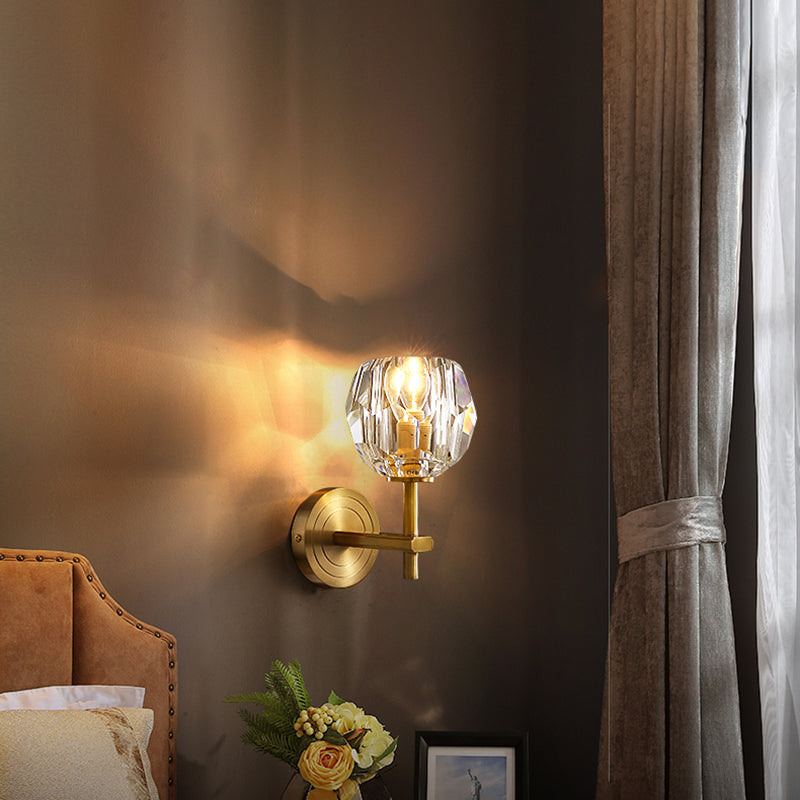 Lámpara de la plataforma de estilo moderno Cristal transparente de pared de 1 luces en oro