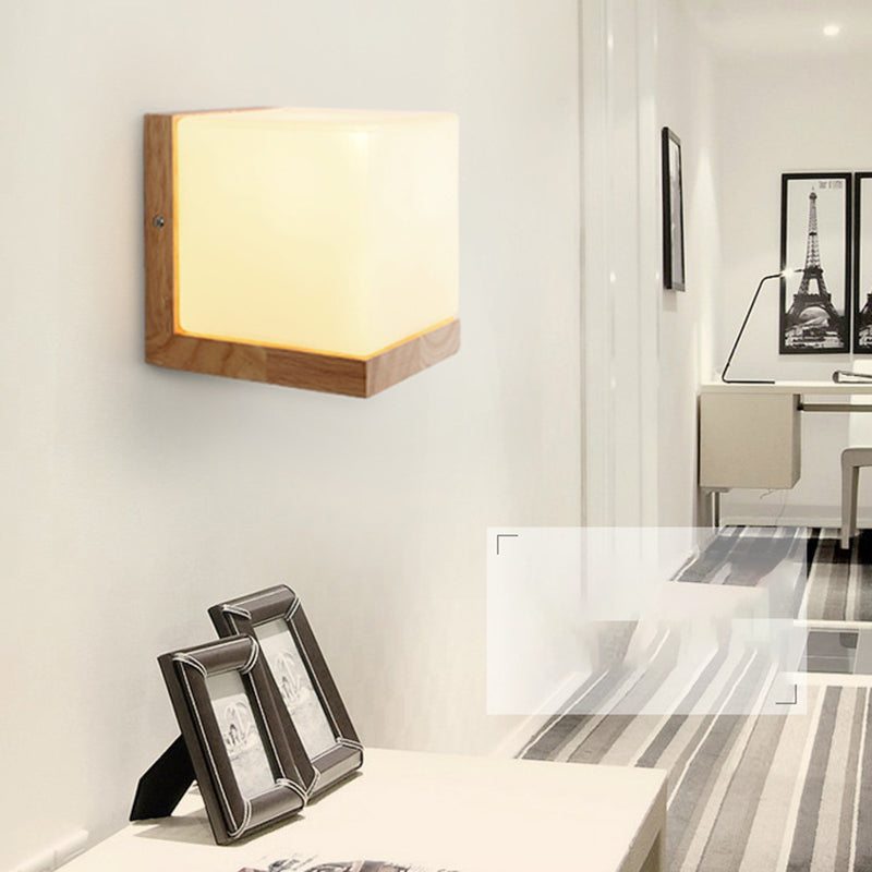 Madera de sombra geométrica luces de pared moderna simple 1 cabeza de montaje de pared de la pared en blanco