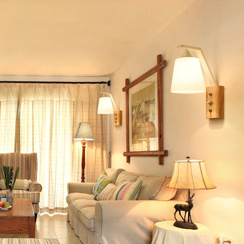 Madera de sombra geométrica luces de pared moderna simple 1 cabeza de montaje de pared de la pared en blanco