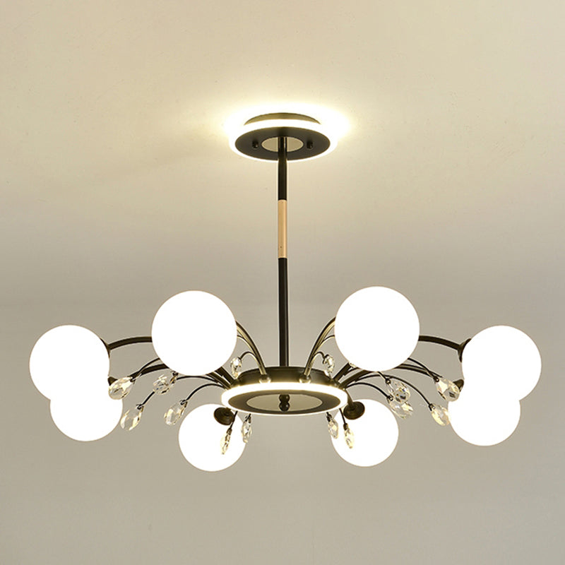 Black Glass Modern Pendant Lighting Fixtures Sputnik Hanging Lights for Living Room