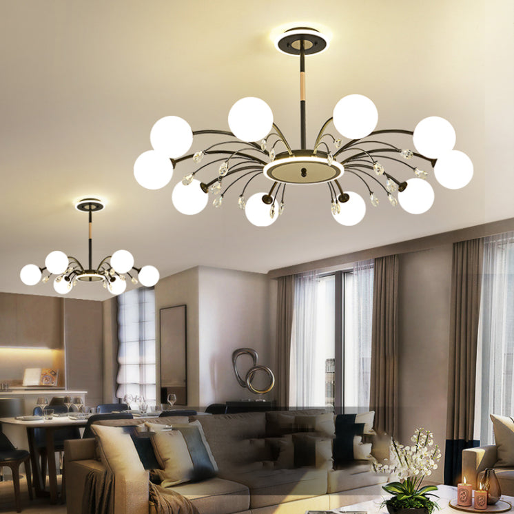 Black Glass Modern Pendant Lighting Fixtures Sputnik Hanging Lights for Living Room