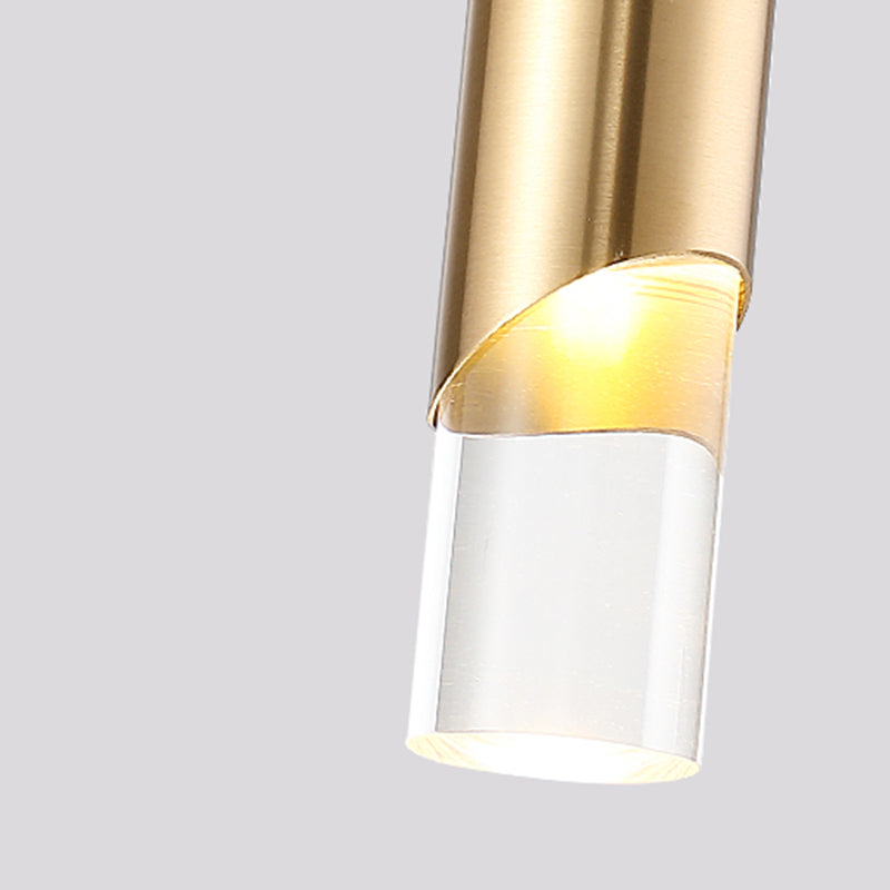 Modern Creative Cylindrical LED Pendant Light Wrought Iron Hanging Lamp with Acrylic Shade