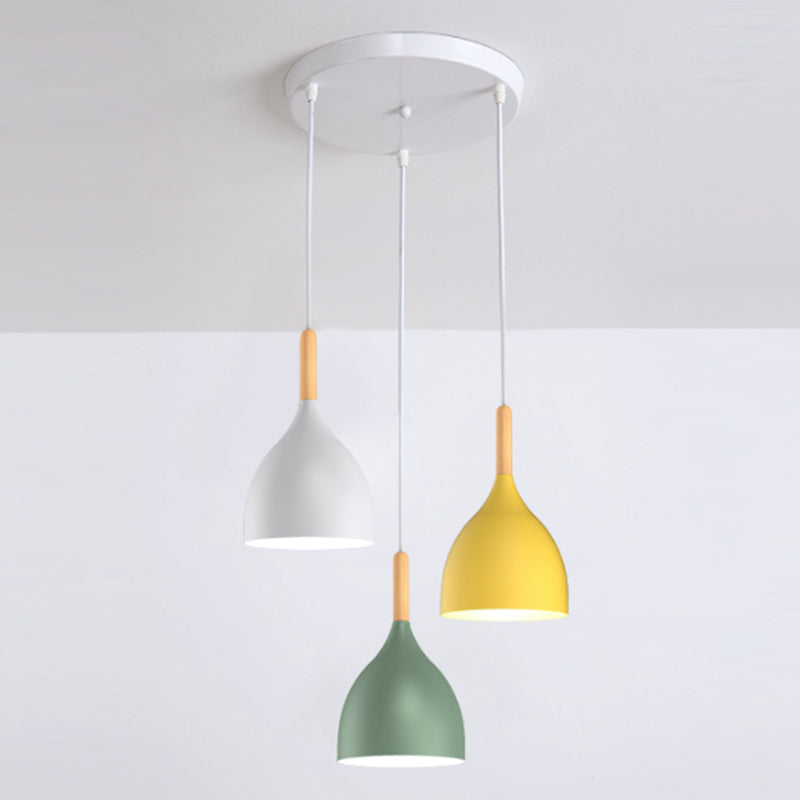 Modern Concise Macaron a sospensione Light Alluminio Dome Hanging Lampada per sala da pranzo