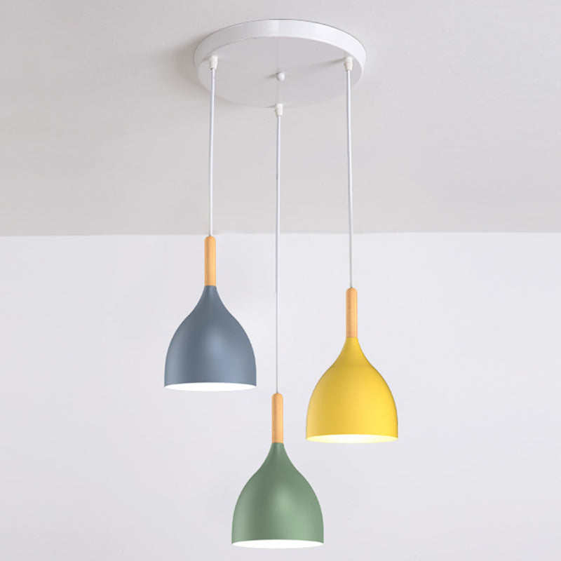 Modern Concise Macaron a sospensione Light Alluminio Dome Hanging Lampada per sala da pranzo