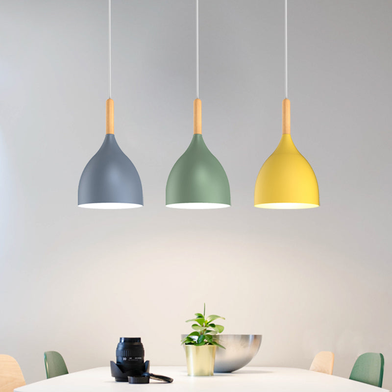 Modern Concise Macaron a sospensione Light Alluminio Dome Hanging Lampada per sala da pranzo