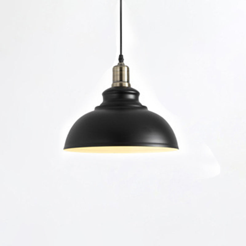 1-Light Hanging Pendant Lights Industrial Dome-Shaped Metal Commercial Pendant Lighting in Black