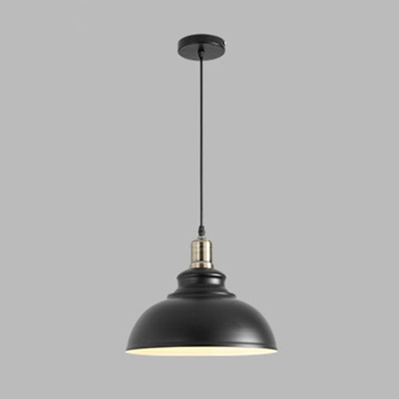 1-Light Hanging Pendant Lights Industrial Dome-Shaped Metal Commercial Pendant Lighting in Black