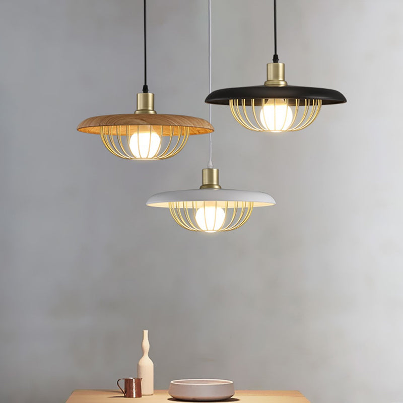 Style minimaliste moderne en cage suspendu suspension en métal 1 éclairage pendentif léger