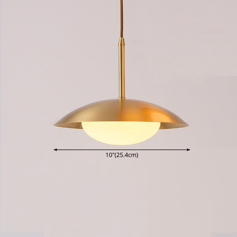 Modern Minimalist Style Flat Hanging Light Fixtures 1 Light Ceiling Pendant Light with Glass Shade