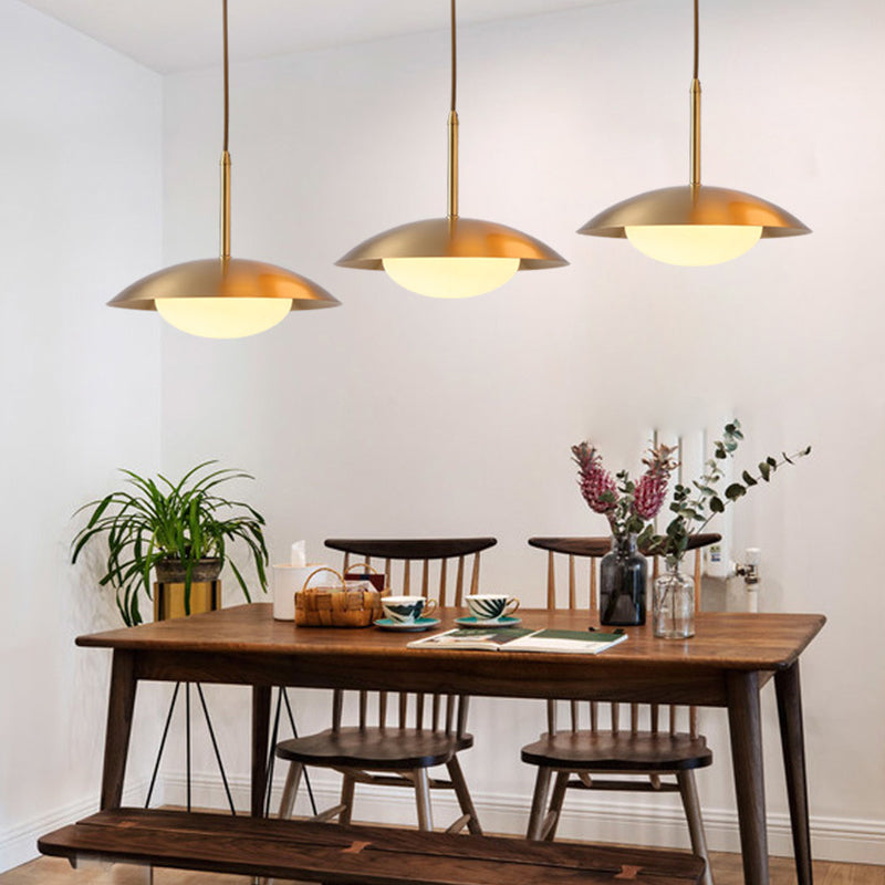 Modern Minimalist Style Flat Hanging Light Fixtures 1 Light Ceiling Pendant Light with Glass Shade