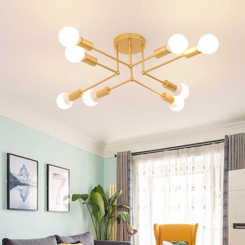 Industrie Retro Radial Semi Flush Mount Schmiedeeisendecke für Wohnzimmer
