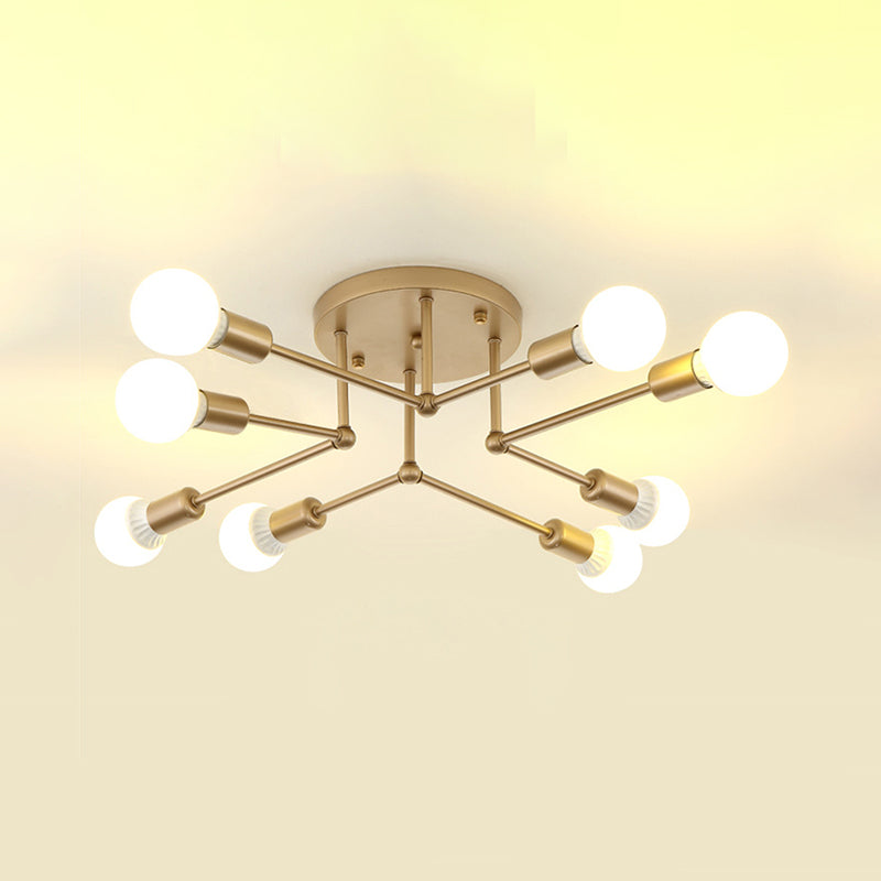 Industrie Retro Radial Semi Flush Mount Schmiedeeisendecke für Wohnzimmer