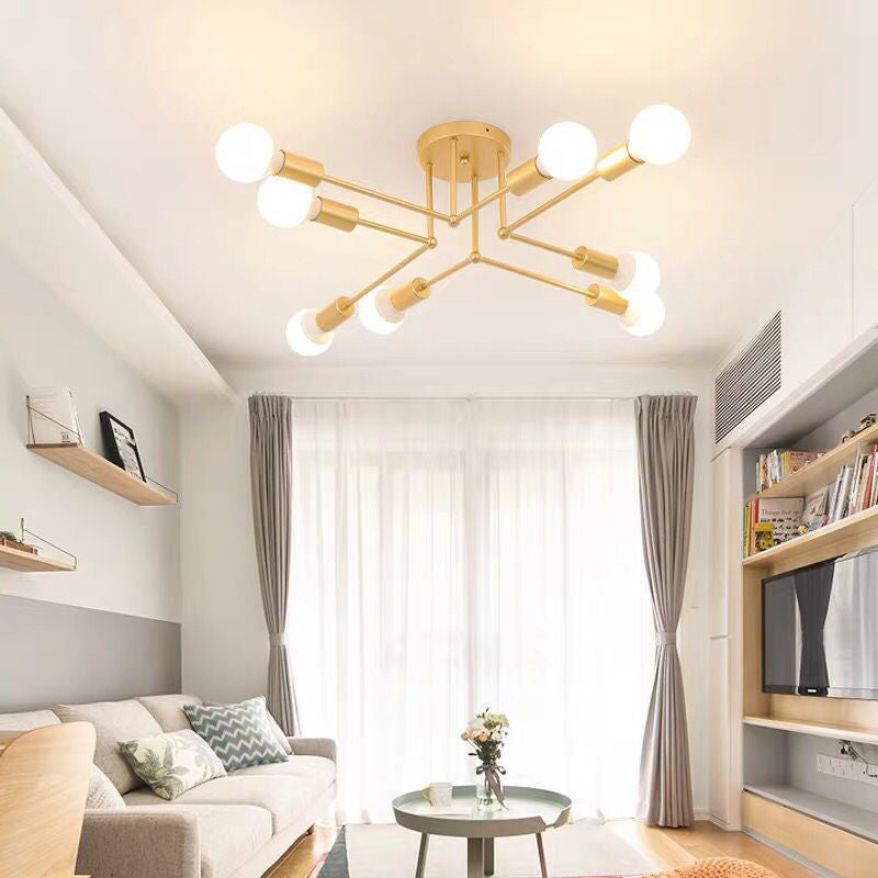 Industrie Retro Radial Semi Flush Mount Schmiedeeisendecke für Wohnzimmer