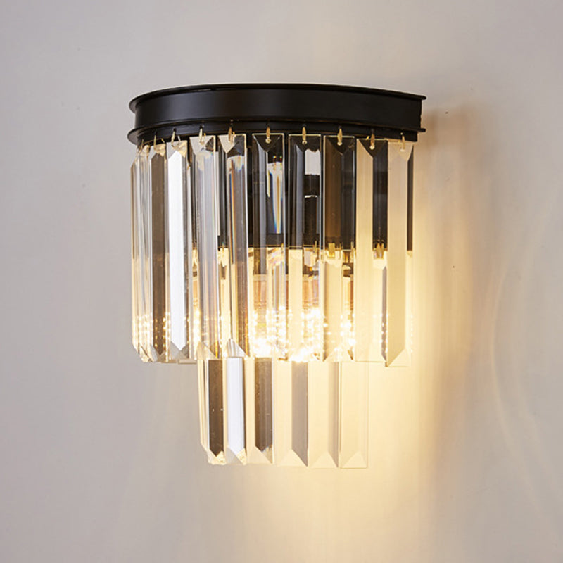 Moderne Stil abgestufte Wandleuchte klarer Kristall 1-Licht-Wandmontage Licht in Schwarz und Gold