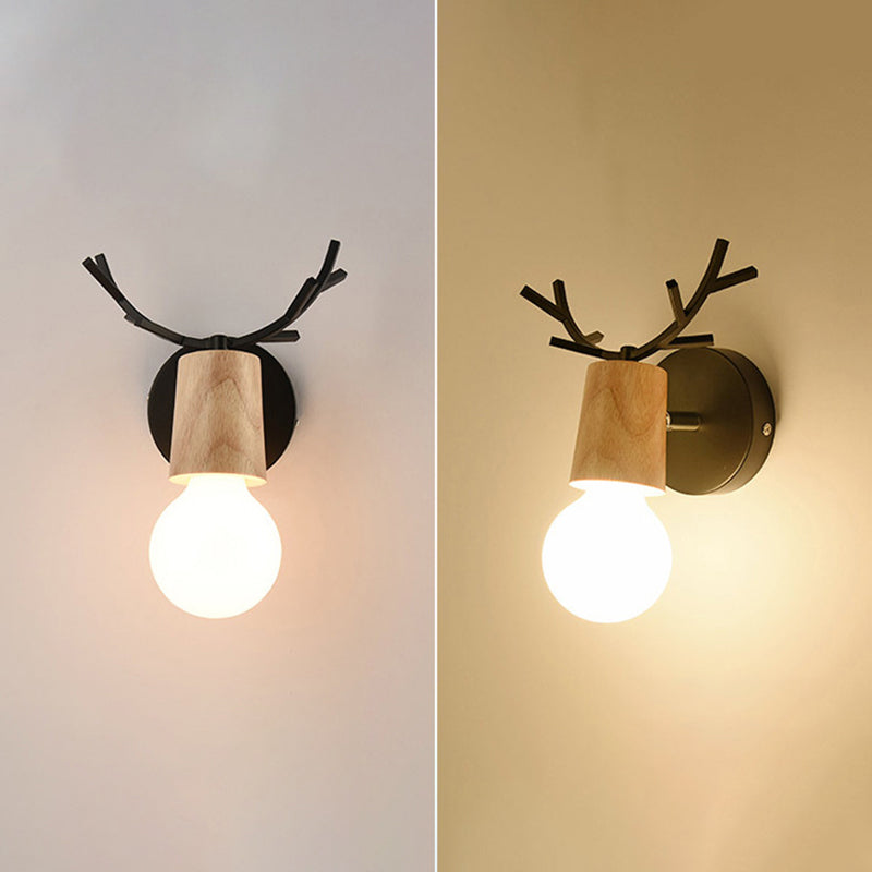 Modern Nordic Macarons Style Unique Shade Wall Sconce Metal 1 Light Sconces in Black and White