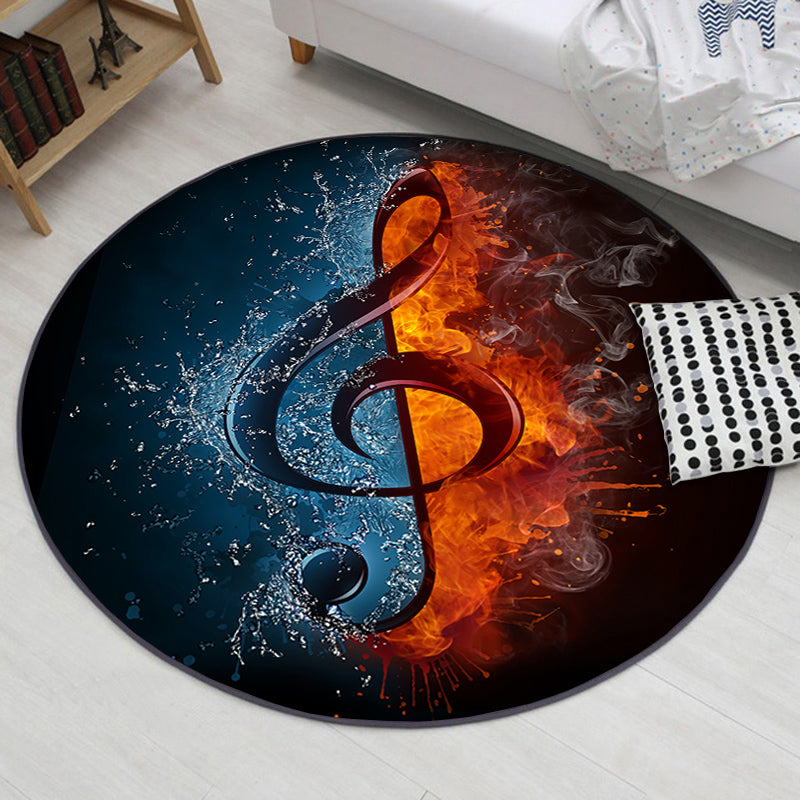 Round Trendy Visual Printed Rug Multicolor Polyester Area Carpet Stain Resistant Rug for Living Room