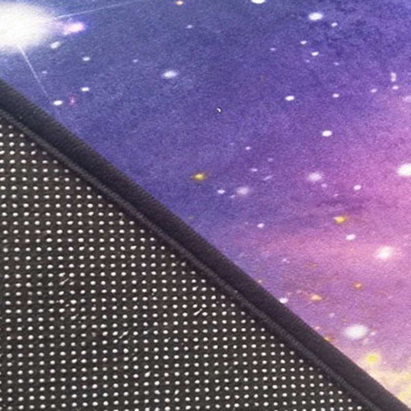 Calming 3D Universe Print Rug Black Tone Polyester Area Carpet Non-Slip Backing Rug for Living Room
