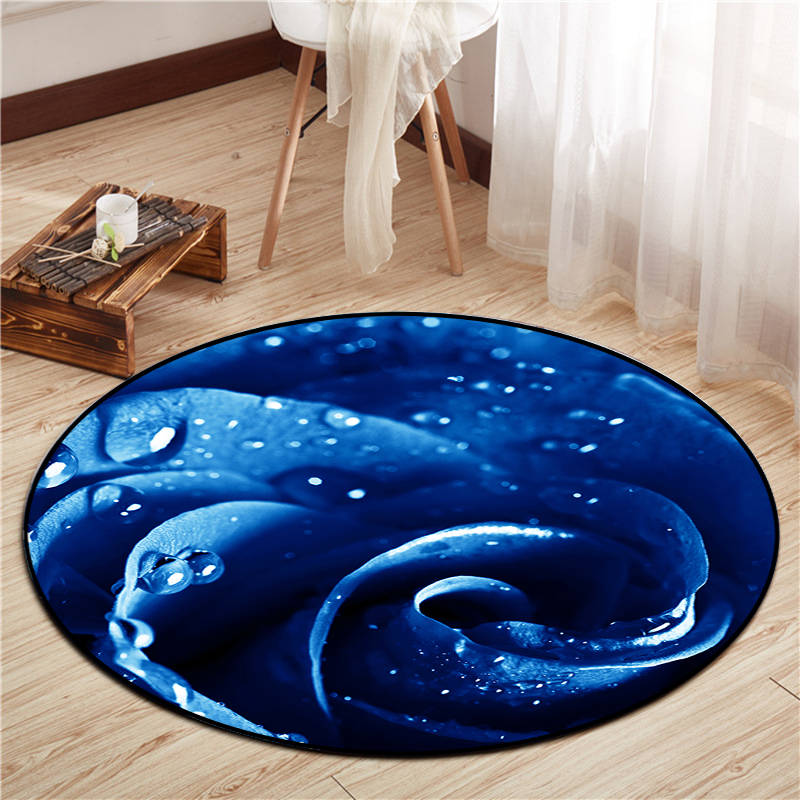 Round Multicolor Floral Print Rug Polyester Carpet Bionic Stain Resistant Indoor Rug for Living Room